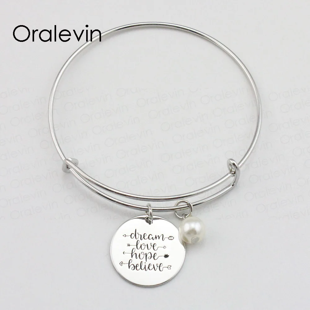 Вдохновляющие Подвески DREAM LOVE HOPE BELIEVE с гравировкой Женский расширяемый