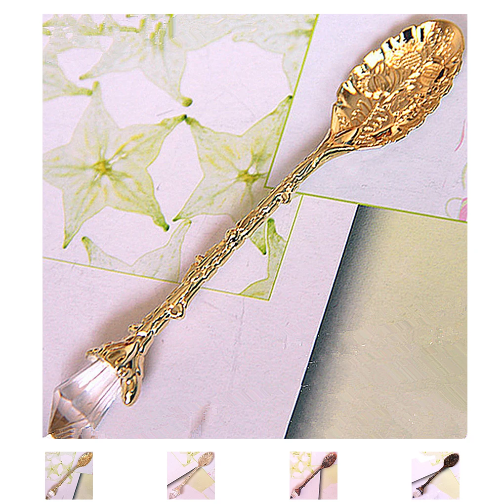 Vintage royal style Crystal Head Bronze Carved Coffee Spoon Tea Icecream Scoop Flatware Home Cutlery | Дом и сад