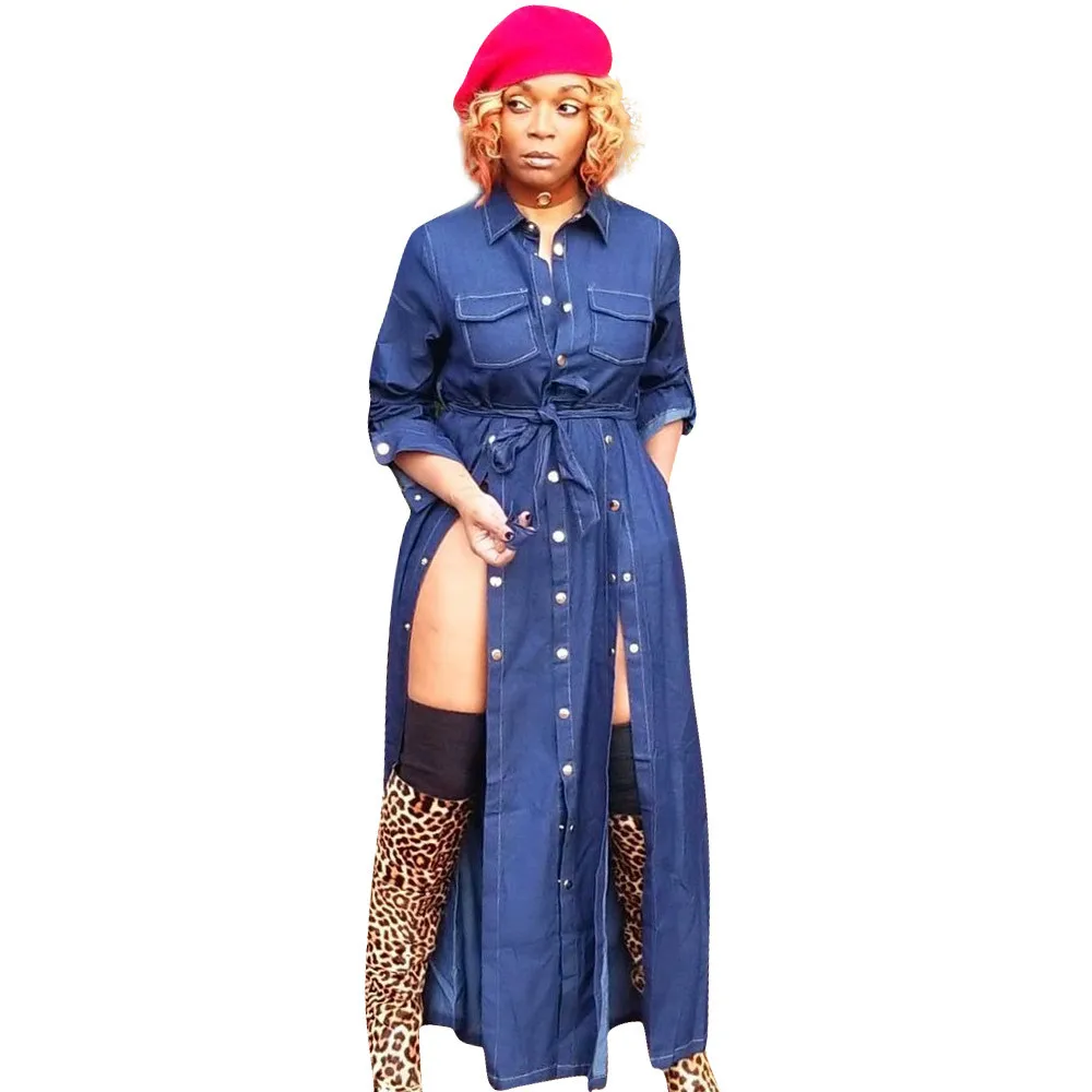 Fashion Office Lady Woman Dress 2019 Spring Summer Solid Boho Maxi Dresses Long Sleeve Vestido | Женская одежда