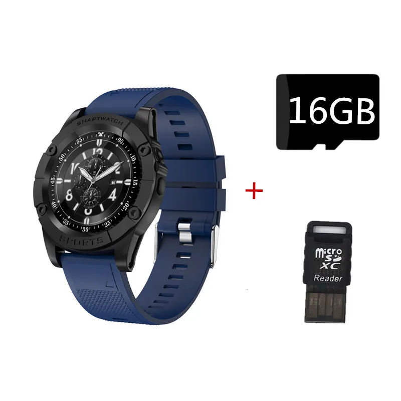 Blue 16GB Смарт-часы-телефон для мужчин с поддержкой sim-карты TF, шагомер, HD камера, круглые Bluetooth умные часы, фитнес-трекер для телефона Android IOS - Цвет: Blue 16GB