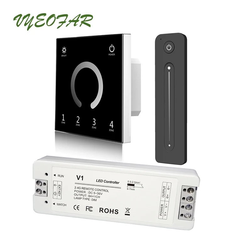 220V Высокая Напряжение 4 зоны светодиодные ленты Диммер настенный сенсорный Pnel 2 г