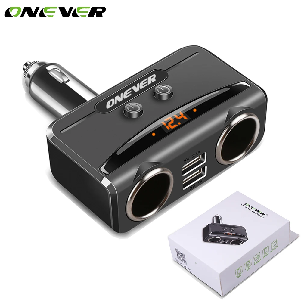 Onever 12 24 В 2 розетки прикуриватель розетка с 3.1A двойной USB Автомобильное зарядное