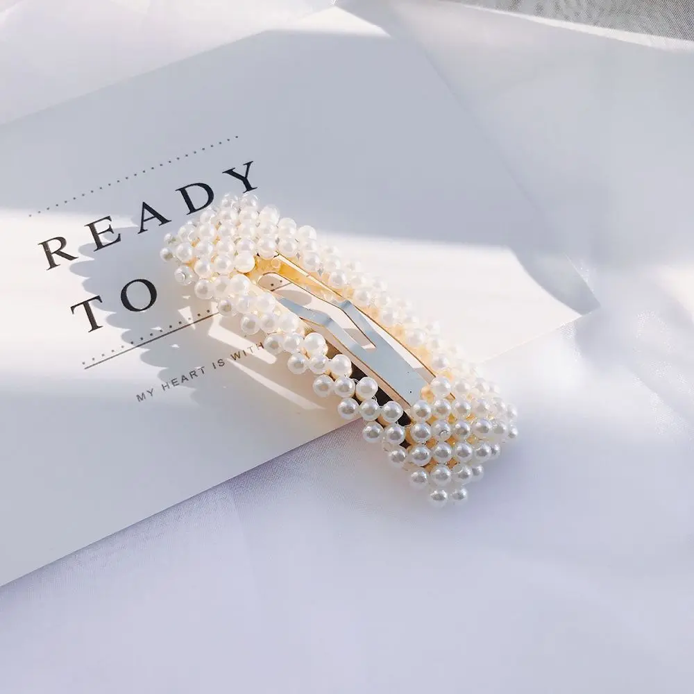 2019 New Fashion Women Pearl Hair Clip Snap Barrette Stick Hairpin Styling Accessories For Girls Dropshipping |