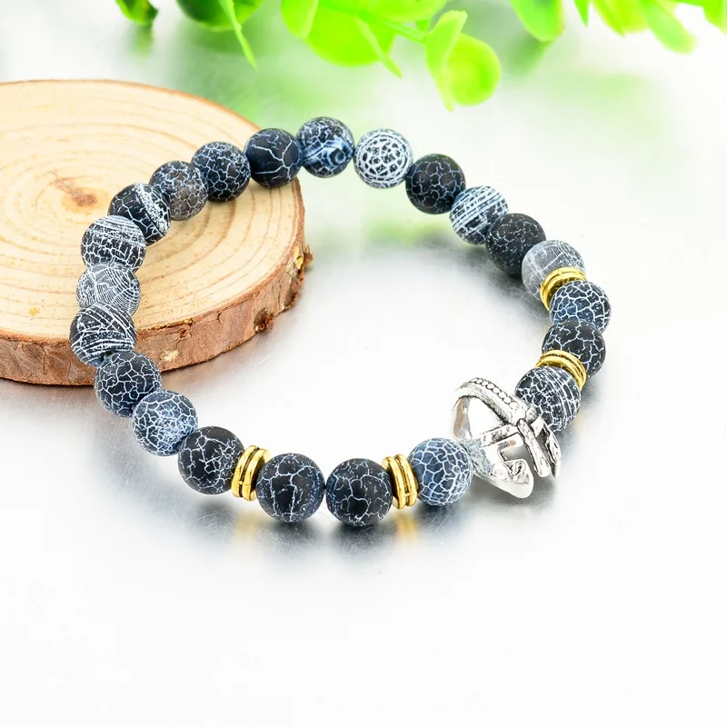 CHICVIE серебряный цвет римский воин шлем гладиатора браслет из натурального камня