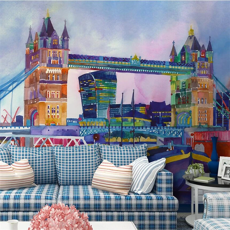 Wellyu акварельный Европейский знаменитый архитектурный фон настенное украшение