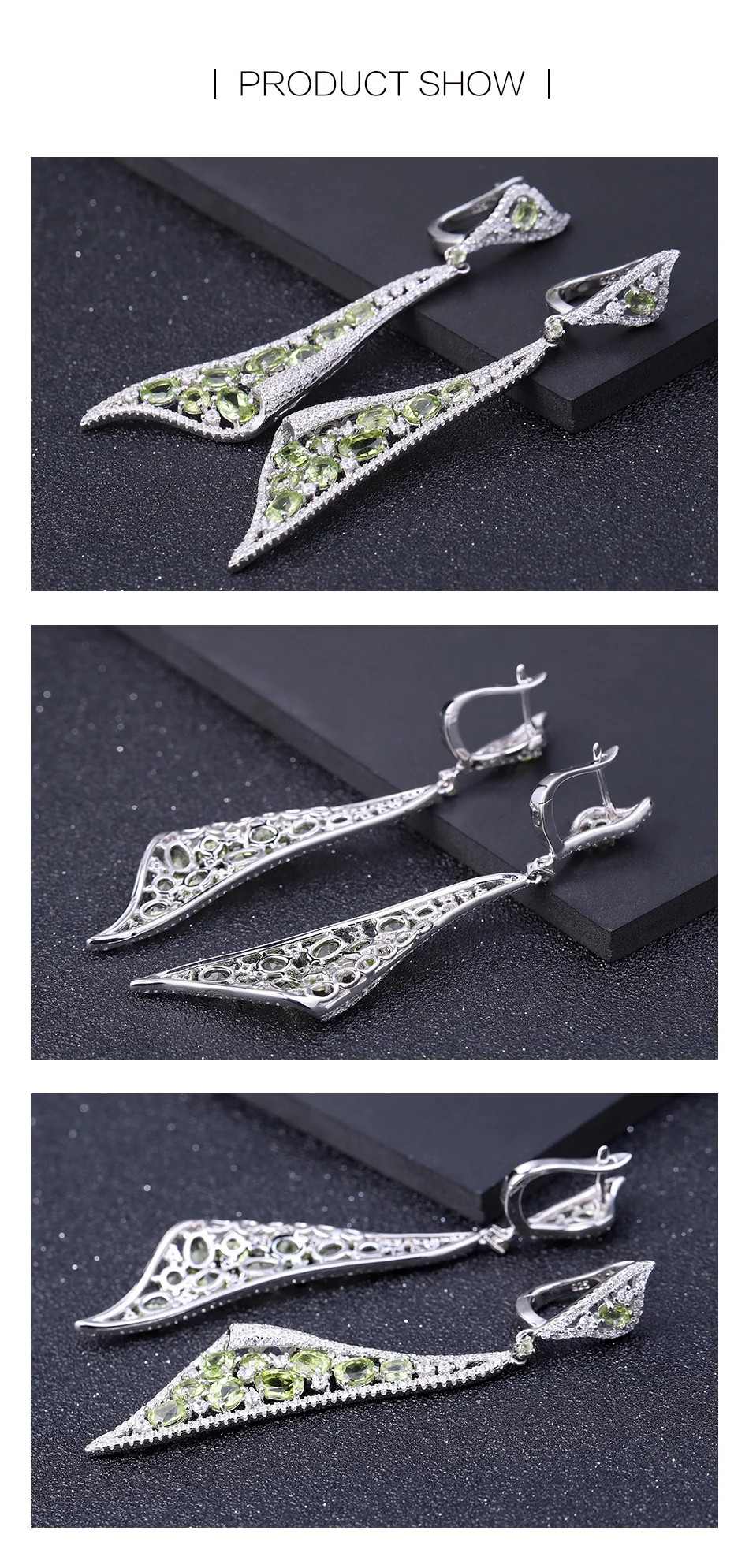 GEM'S BALLET 8.10Ct натуральный Перидот Драгоценный Камень Висячие серьги 925 пробы серебро Винтажные серьги в готическом стиле хорошее ювелирное изделие для женщин
