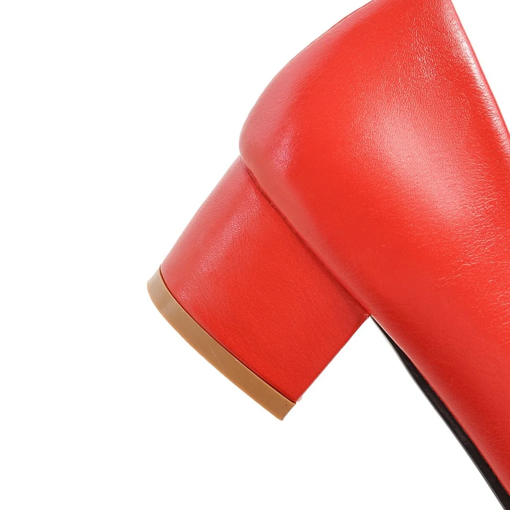 

Smirnova big size 33-47 2018 spring summer pu leather office shoes med heels pointed toe black red gold women shoes