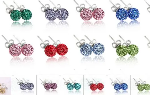 

micro pave disco ball clay mixed 10mm can choose style Crystal Beads Silver Plated drop Earrings Mix lot i323