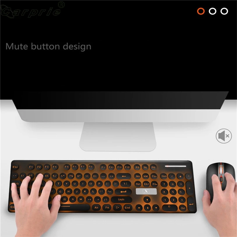 CARPIRE 2,4G Беспроводная игровая мышь, комбинированная круглая клавиатура, светодиодный, оптическая мышь для геймеров, мыши для дома и офиса, 90523