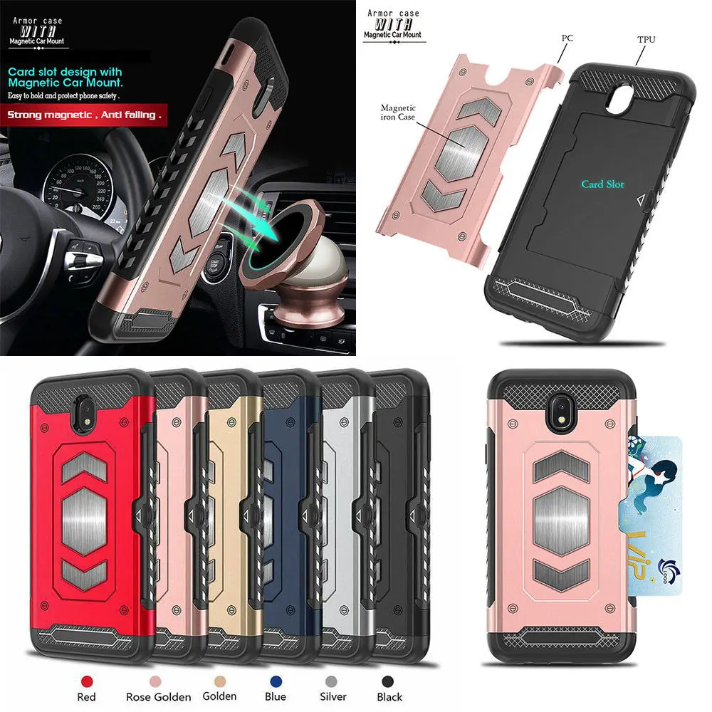 Чехол-броня для samsung Galaxy J3 J5 J7 PRO 2017 EU с магнитными отделениями карт J330 J530 J730 SM-J730 |