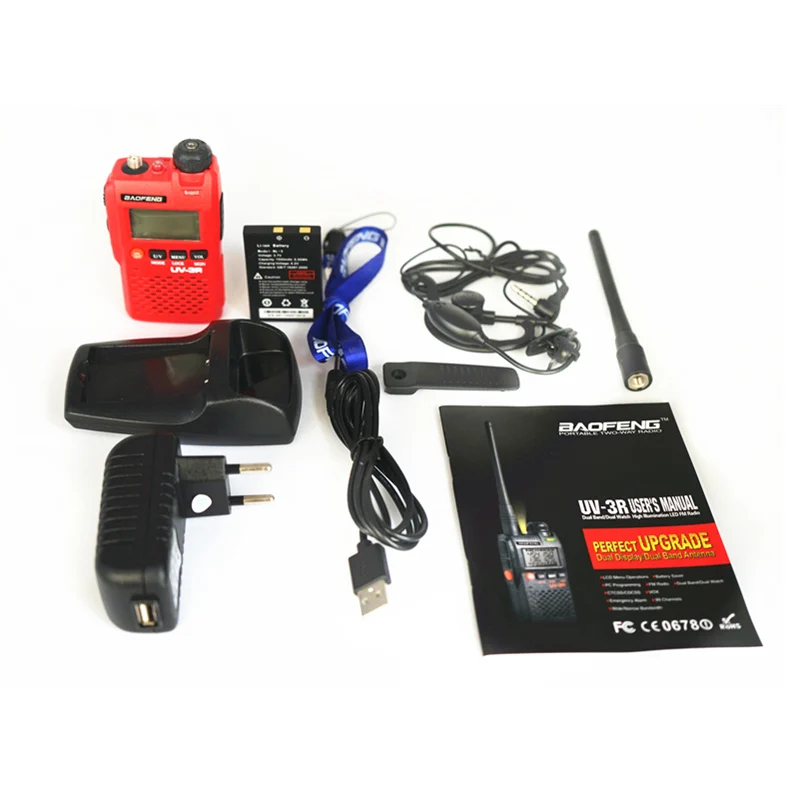BaoFeng портативная рация UV-3R Plus Двухдиапазонная lcd портативная CB радио UV-3R+ Ham Радио Портативный fm-трансивер 3R двухстороннее радио UV3R - Цвет: Red without case