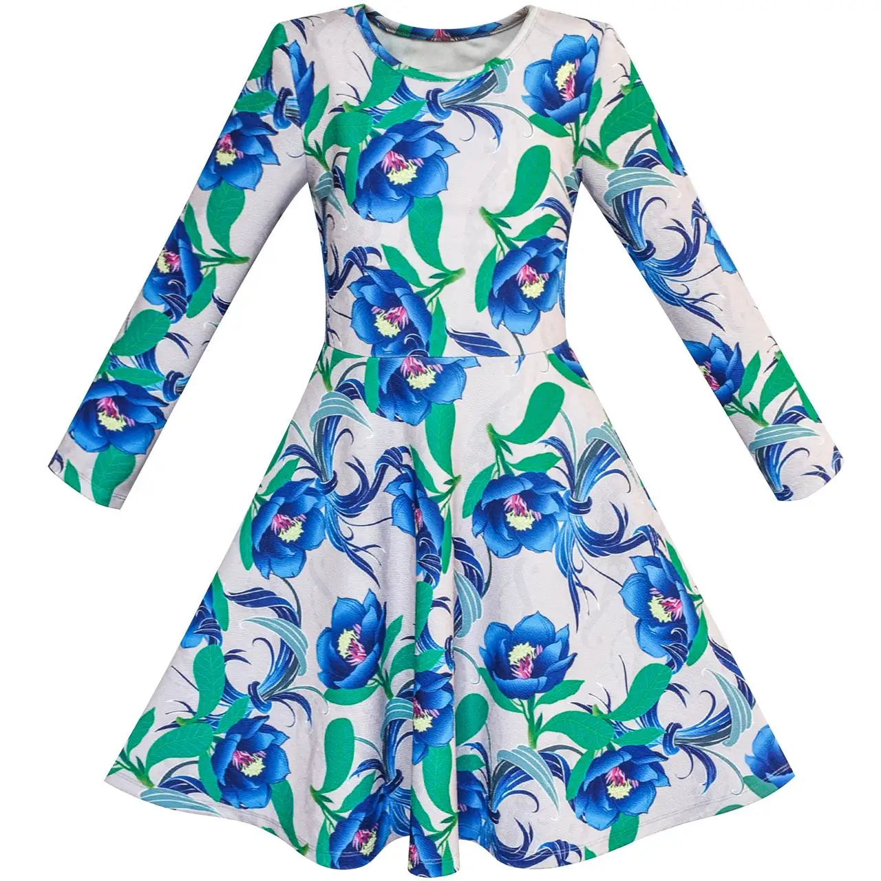 Sunny Fashion платья для девочек Зеленый лес красный Лиса Длинный рукав Sundress 2020 Лето