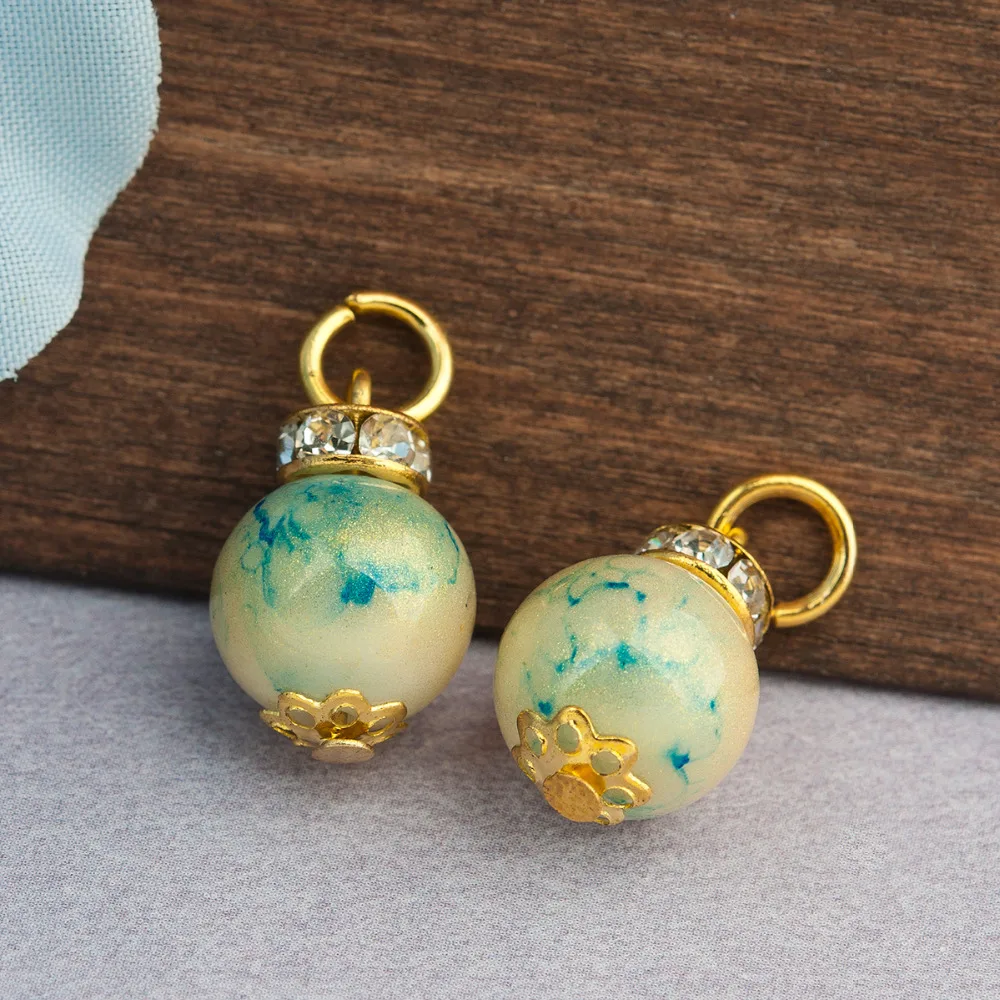 DoreenBeads подвески из сплава и стекла на основе цинка круглый золотой цвет красный