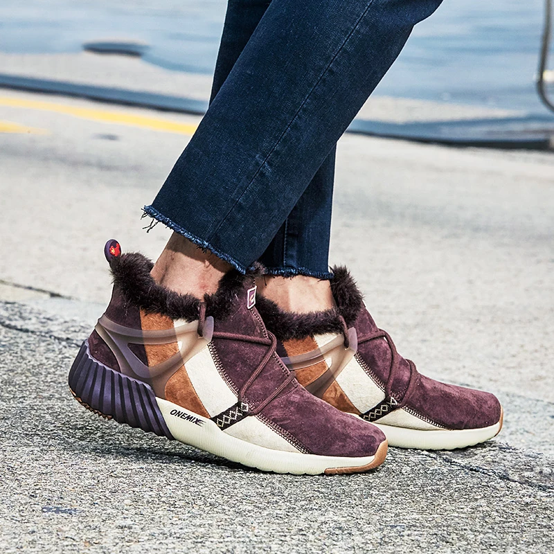 Onemix Outdoor Waterproof Hiking Boots Men Winter Shoes Walking Jogging Hiking Shoes Mountain Sport Boots Climbing Mens Sneakers