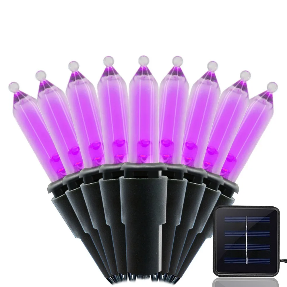 Purple M5 50/100LED солнечная гирлянда, прозрачная мини Фея, рождественское освещение, декор для наружного/внутреннего сада, патио, свадебные украшения - Испускаемый цвет: Purple