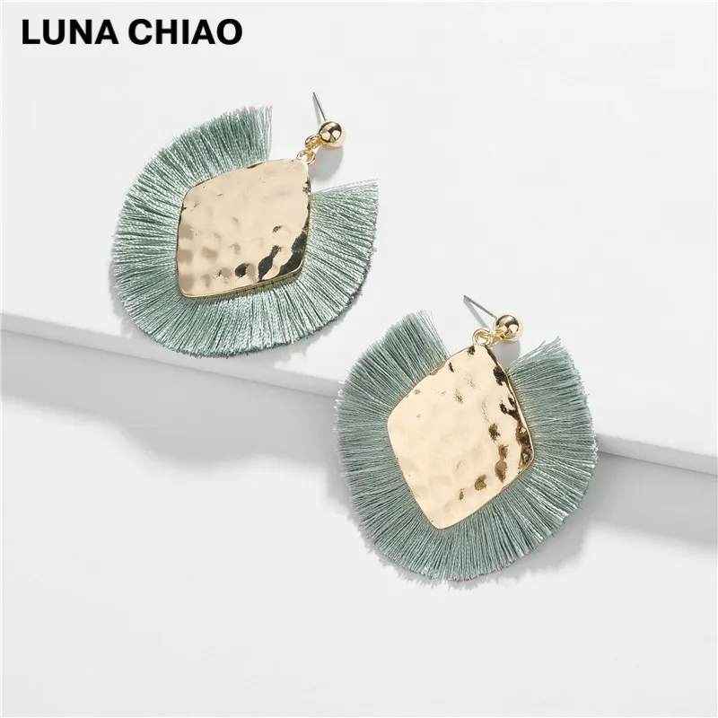 sage LUNA CHIAO, осенний стиль, ювелирное изделие, серьги, богемный стиль, бахрома, кисточка, Bijoux, массивные серьги для женщин - Окраска металла: sage