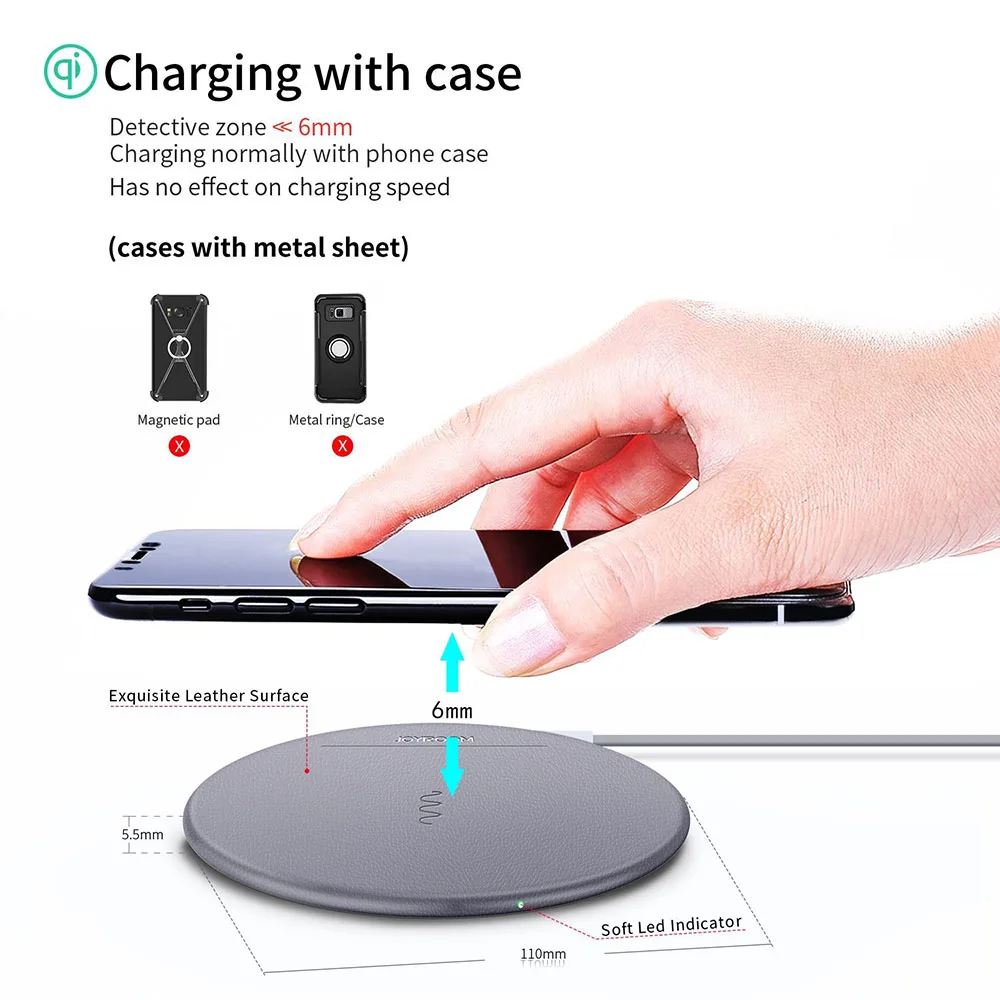 fZoe Luxury Leather Slim Wireless Charger For Samsung S8/S7 iPhone X/8 Plus Fast Portable | Мобильные телефоны и