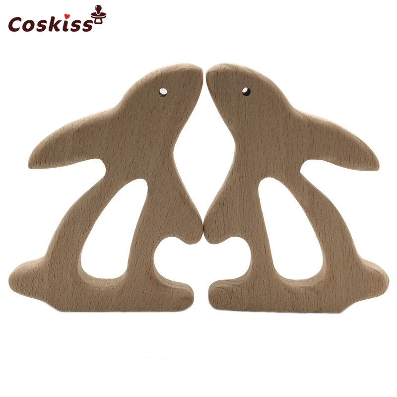 Mordedor de madera de haya para beb&eacute;, accesorios para collar de lactancia, puede masticar animales, regalo DIY para Baby Shower-2