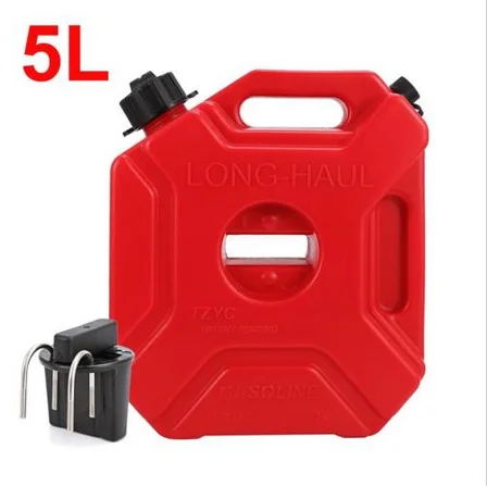 5L with Bracket Lock Портативный 3л 5л топливный бак красные газовые банки запасные бензиновые пластиковые баки крепление мотоцикла канистра бензиновый масляный контейнер топливные кувшины - Название цвета: 5L with Bracket Lock