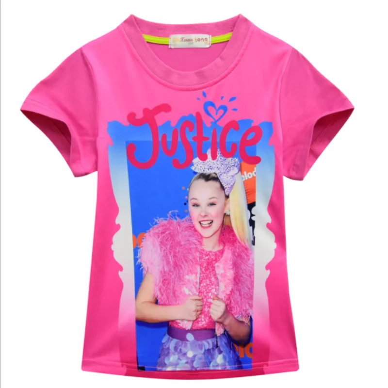 L Летняя футболка для девочек розовые топы с рисунком Jojo Siwa Детские футболки с короткими рукавами, одежда для подарков, От 3 до 13 лет - Цвет: L