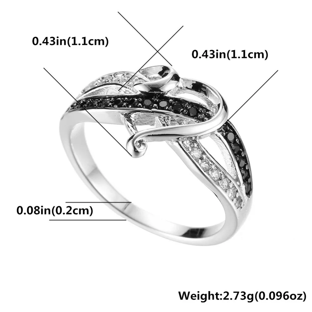 Новые модные женские кольца черного цвета в форме сердца дизайнерские