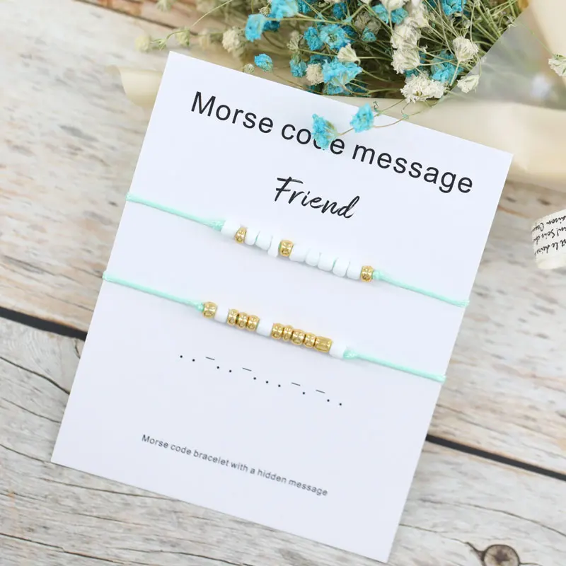 Набор из 2 штук браслетов с кодом Морзе браслеты подвесками украшения для подарка