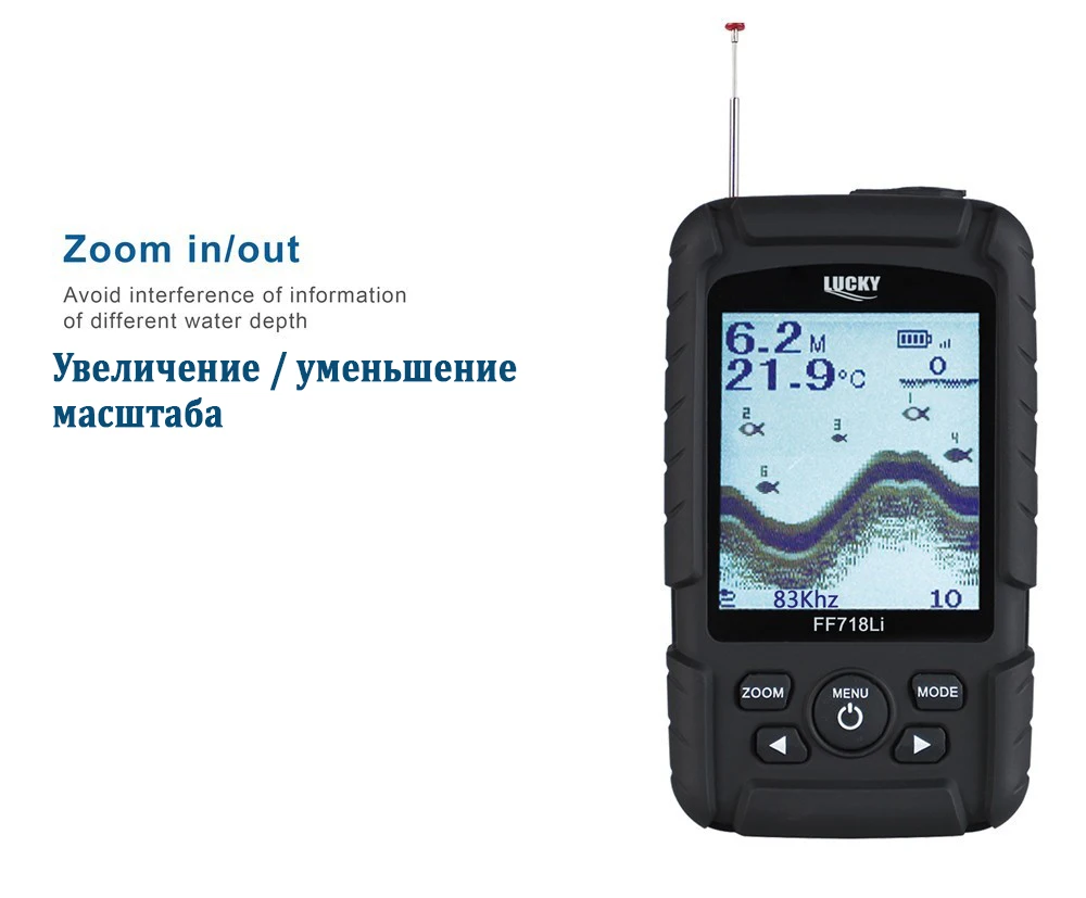 FF718LiD-T LUCKY Waterproof Portable Sonar Depth 100 M 200KHz/83KHz Dual Sonar Frequency Depth Alarm Detector
