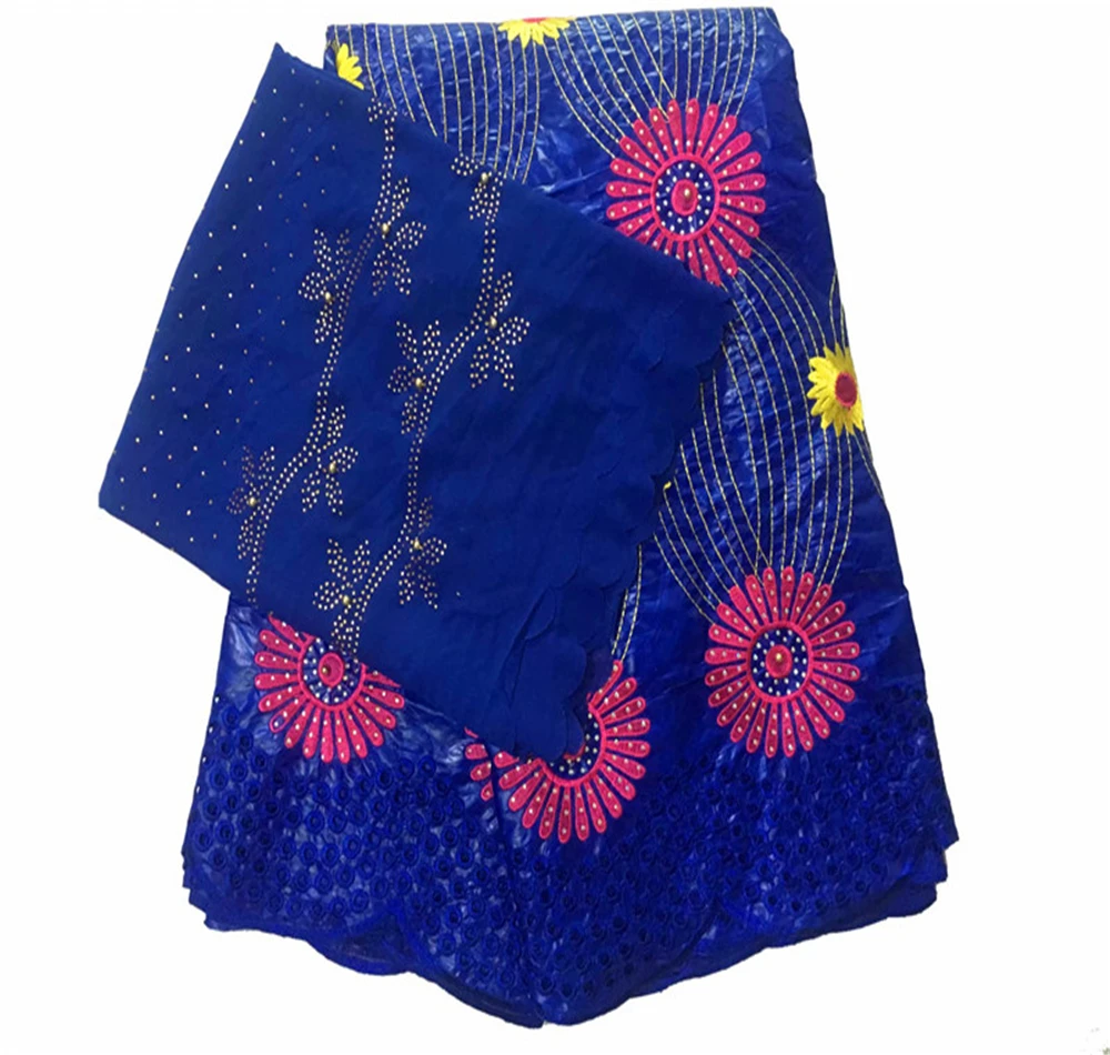 

Blesing african fabric african tissu bazin riche getzner with beads brode getzner with 2y french net lace for blue color party