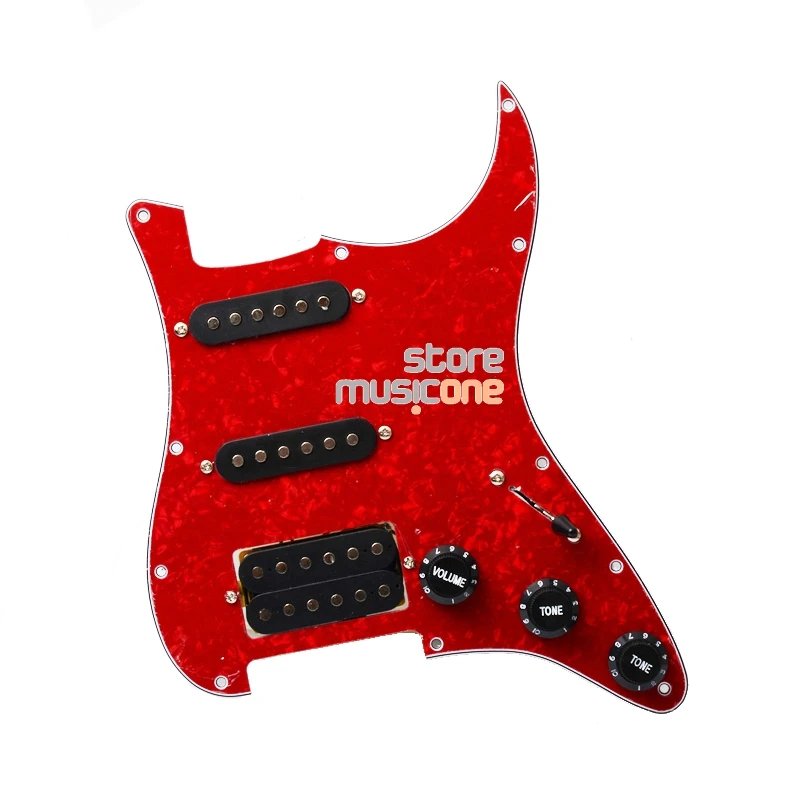 Red Pearl Многоцветная электрогитара Pickguard и черный SSH загружен Prewired scrachplate в сборе - Цвет: Red Pearl