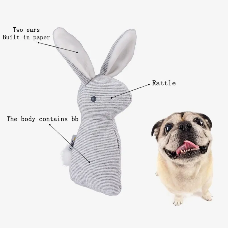 

Durable Pet Squeaky Funny Toy With Bell Interactive Soft Plush Rabbit Design Toy For Cats & Dogs Pet Interactive Exercise Toy