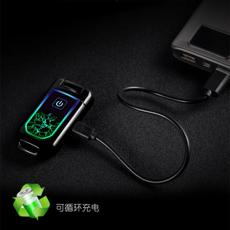 USB гром зажигалка с функцией отпечатка пальцев Электронная зажигалка сигаретная плазма двойная дуга пальсе импульсные ветронепроницаемые гаджеты для мужчин подарок