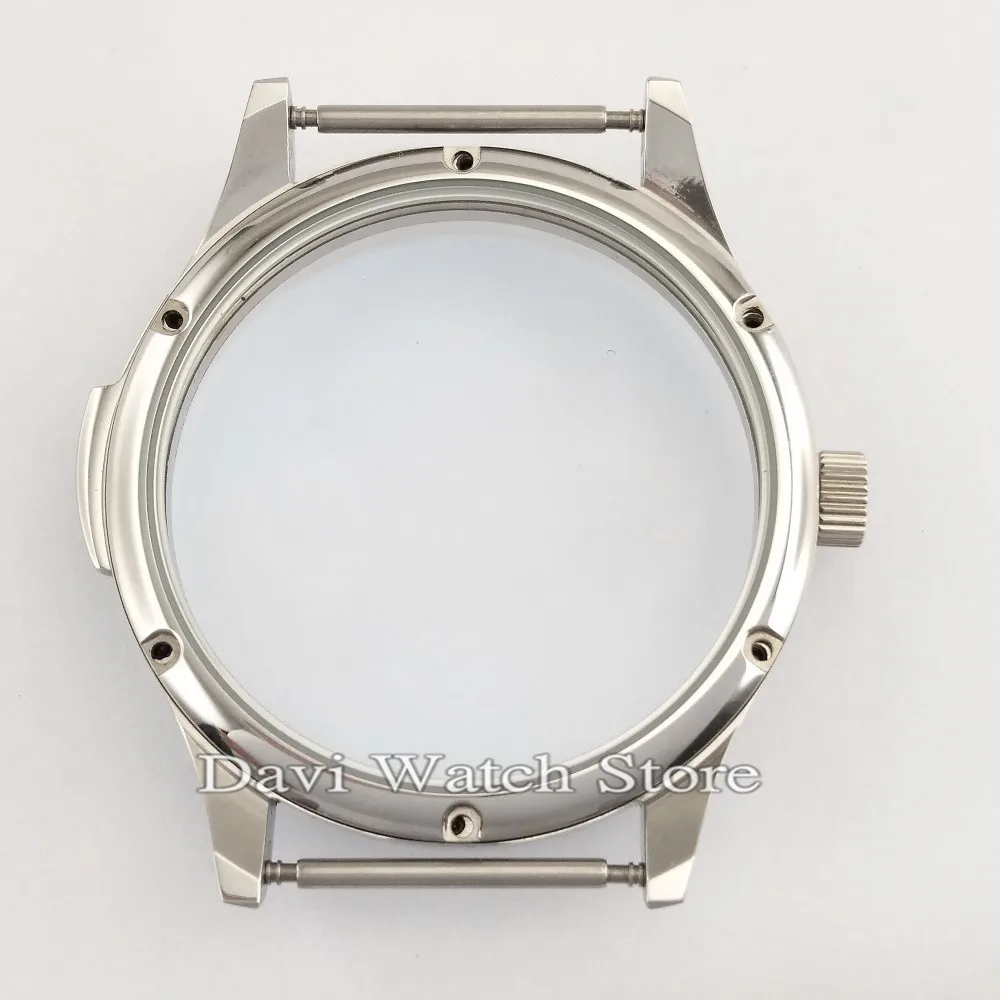 parnis 44mm silver case 316L steel fit eta 6497 6498 Seagull st36 movement watches | Наручные часы