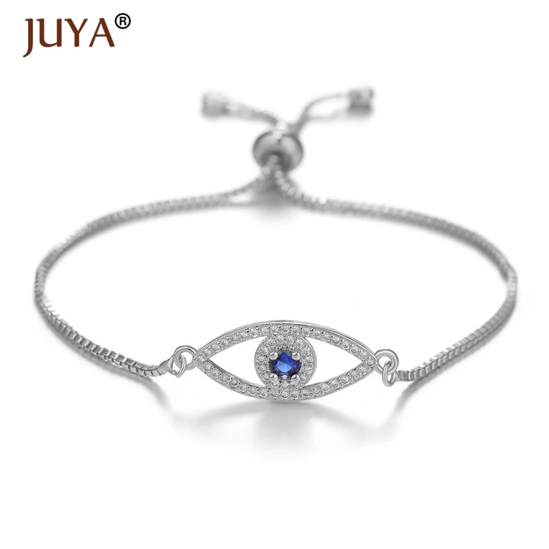 Женские браслеты с синим злом Juya золотистые регулируемые цепочкой и