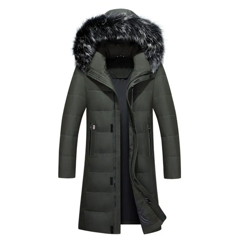 Зима 2020 Новый мужской длинный пуховик одежда утолщенный теплый белый утиный пух