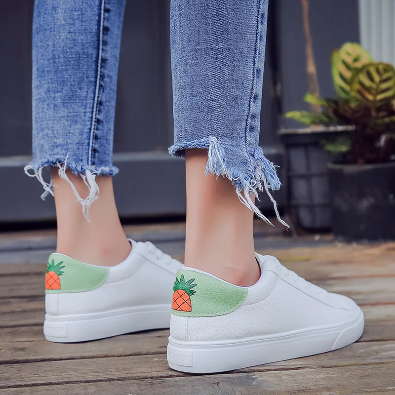 Женские повседневные туфли на шнуровке белые плоской подошве весна 2019|Обувь без