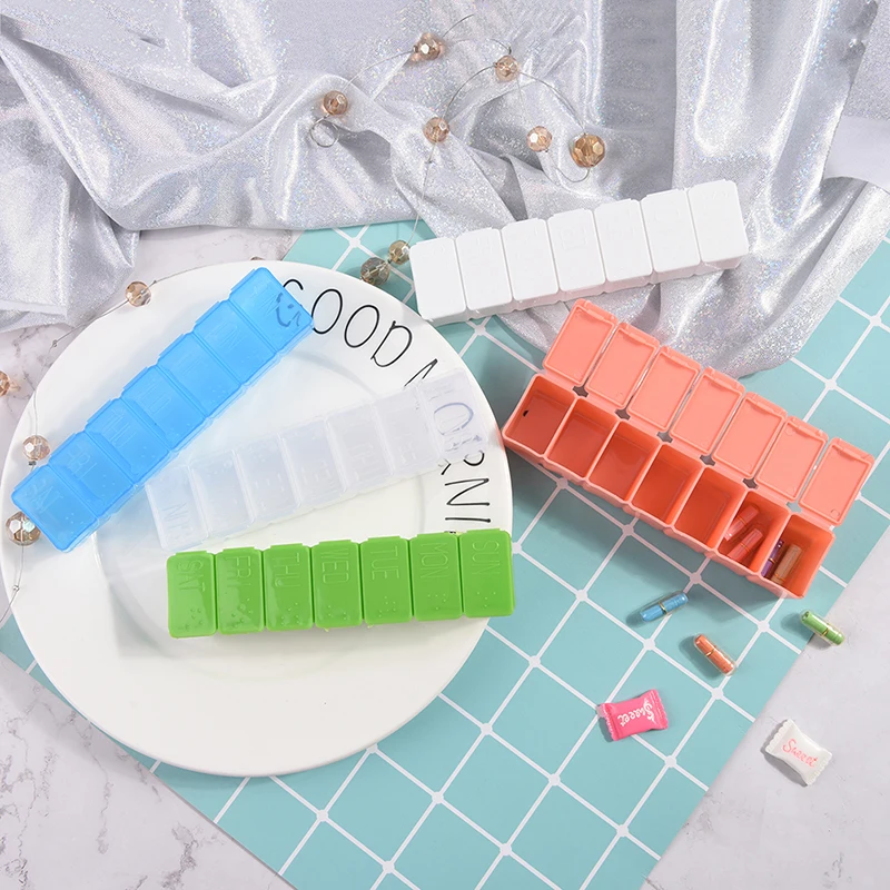 Планшет Брайля распознавания еженедельно 7 Дней Пластиковые коробки пилюльки