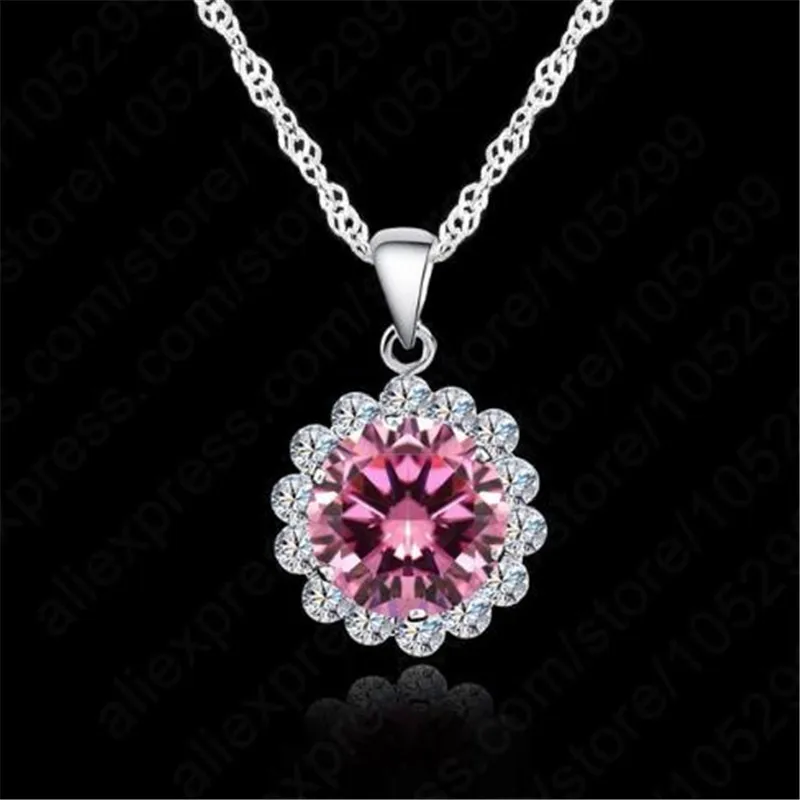 Fashion 925 Sterling Silver Chain Woman Wedding JewelryCubic Zirconia Necklace Pendants Crystal Lovely Necklaces | Украшения и