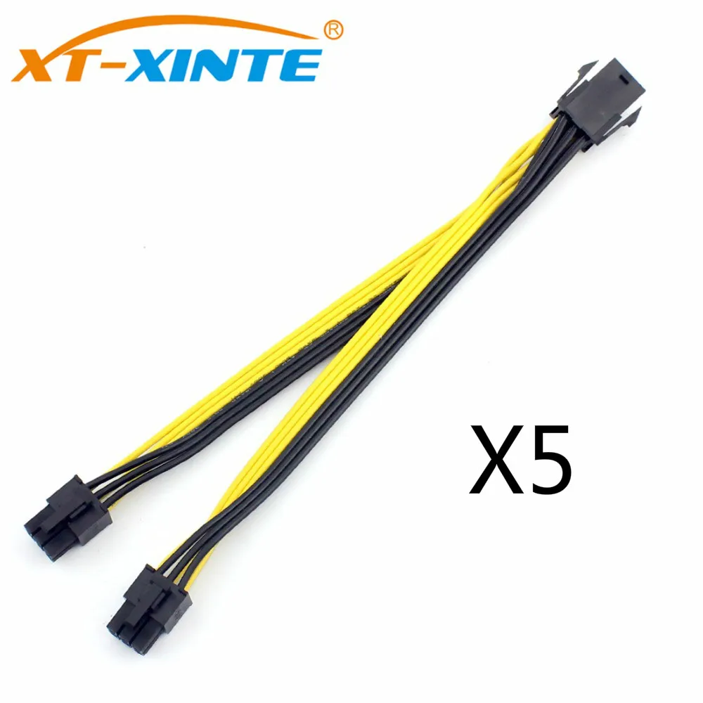 5 шт. PCIe PCI E 6Pin к двойному ATX 6P Штекерный кабель питания сплиттер видеокарта
