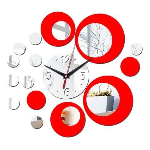 Настенные часы в современном стиле, Кварцевые пластиковые 3d-часы с зеркальными наклейками для гостиной, домашний декор