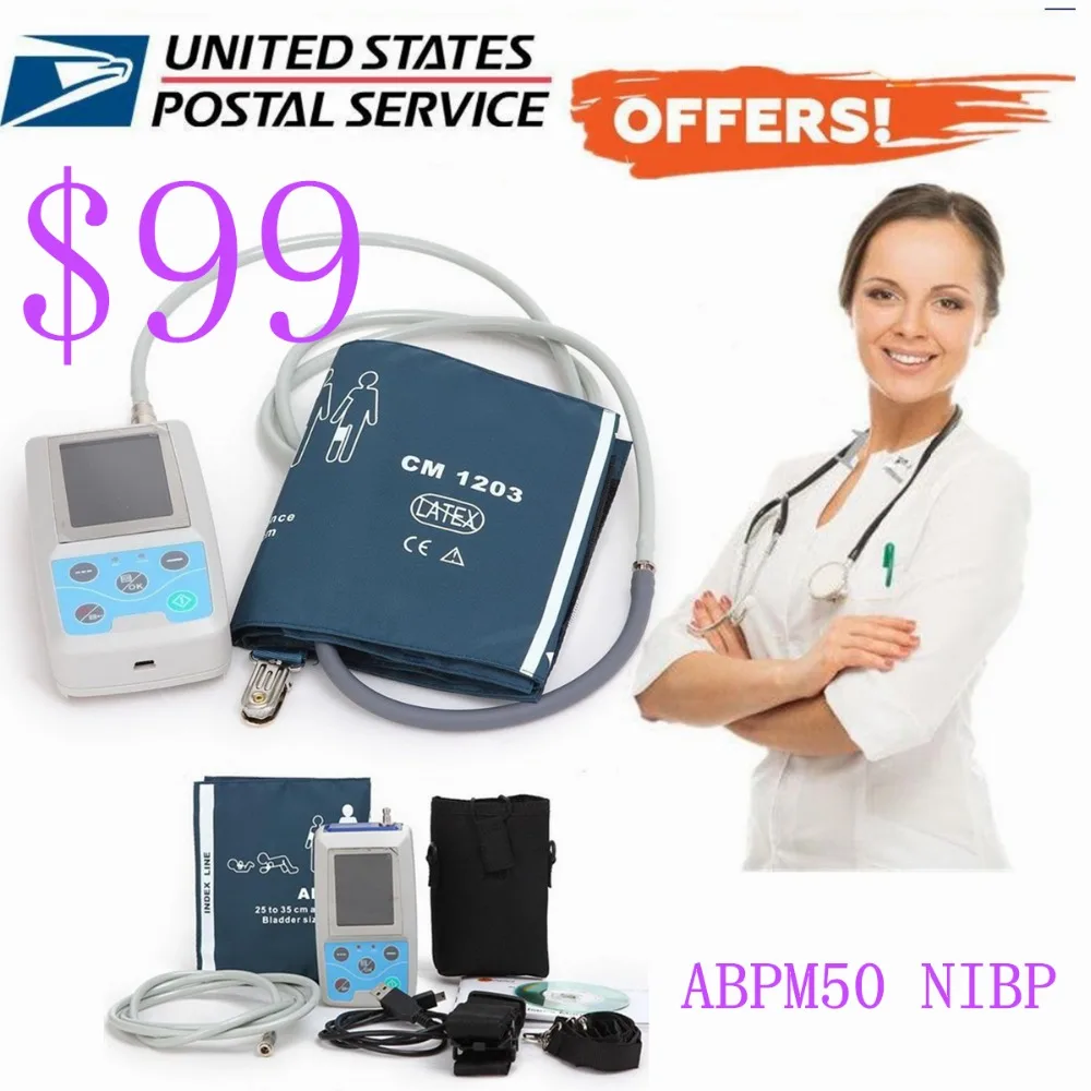 24 часа монитор NIBP Амбулаторный монитор кровяного давления Holter ABPM50 usb Программное обеспечение CONTEC бренд горячая распродажа высокое качество