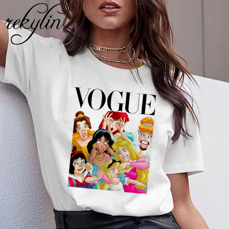 Женская летняя футболка с графическим принтом 2019 забавная принцесса Vogue Harajuku