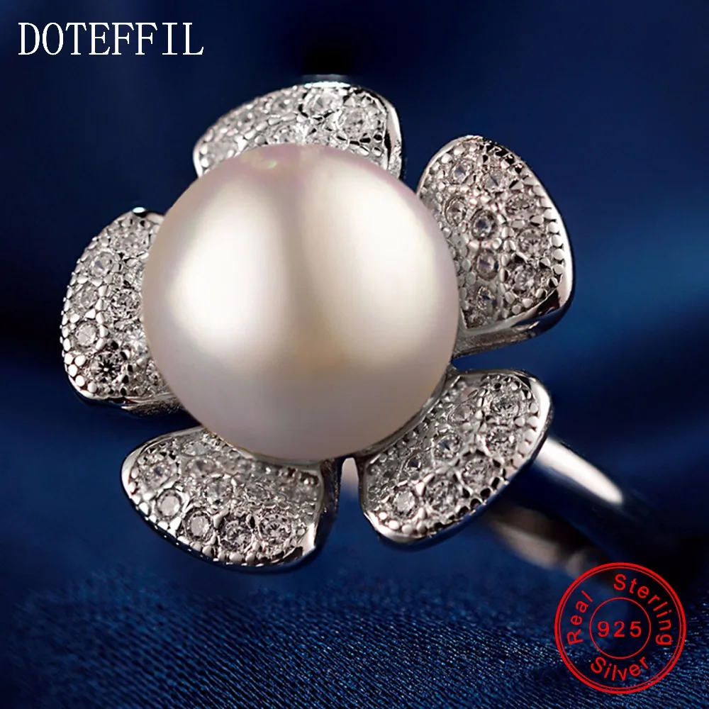 Женское кольцо из серебра 100% пробы с жемчугом 8 мм | Украшения и аксессуары