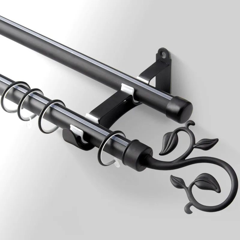 double rod 2 Алюминиевый сплав карниз Римский полюс Белый Черный карниз для занавесок для гостиной без ржавчины высокая твердость Аксессуары для штор - Цвет: double rod 2