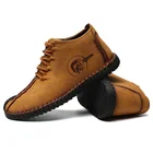 Теплые зимние кожаные брендовые удобные мужские ботинки на шнурках, однотонные кожаные ботинки, кроссовки для мужчин, лидер продаж, лоферы, повседневная обувь