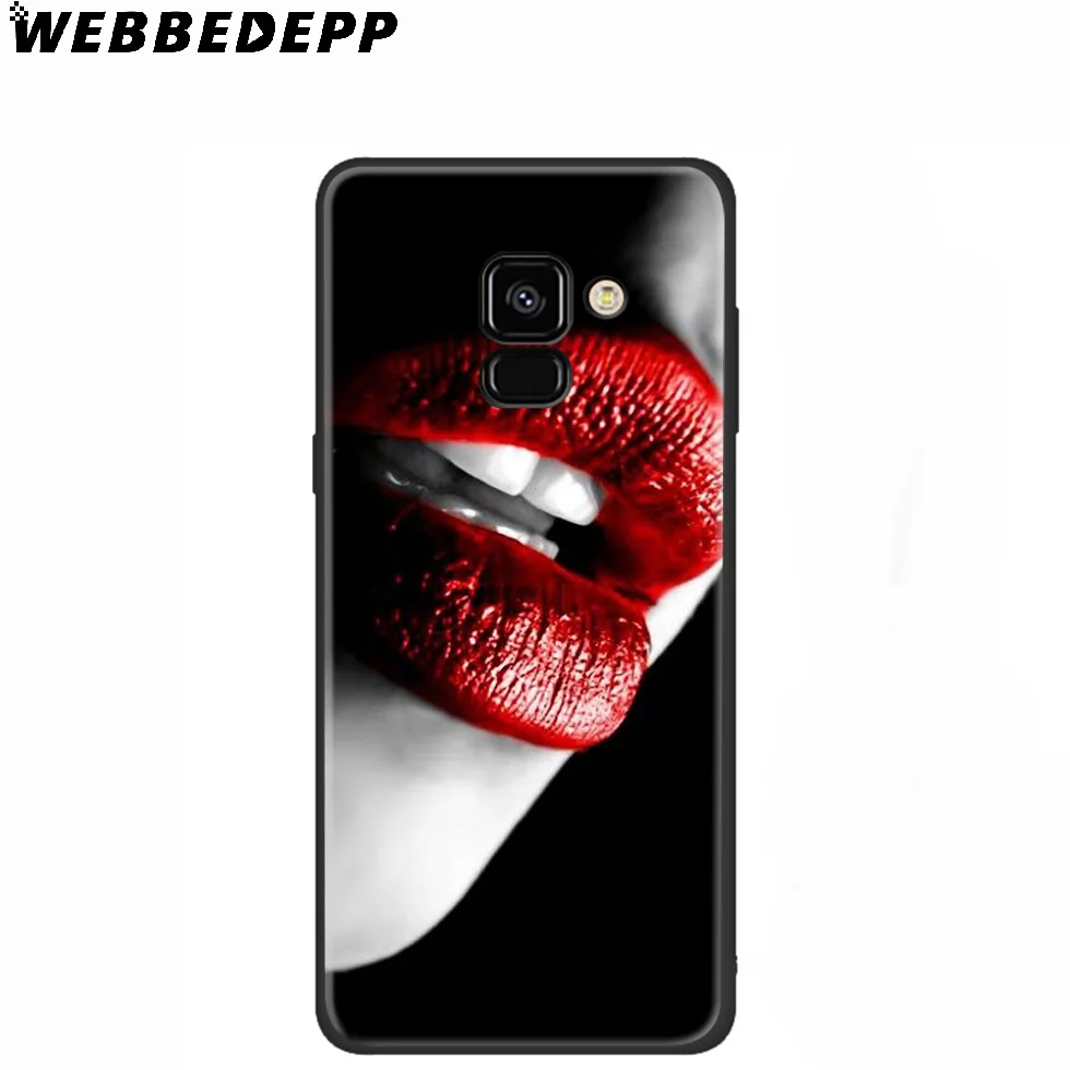 WEBBEDEPP Red Sexy Lips girl Silicone Case for Samsung Galaxy A3 A5 A6 A7 A8 A9 A10 A20 A30 A40 A50 A70 M10 M20 M30 |