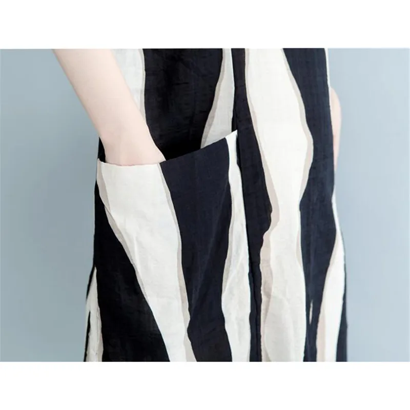 Новинка 2018 женское летнее платье повседневное свободное хлопковое льняное