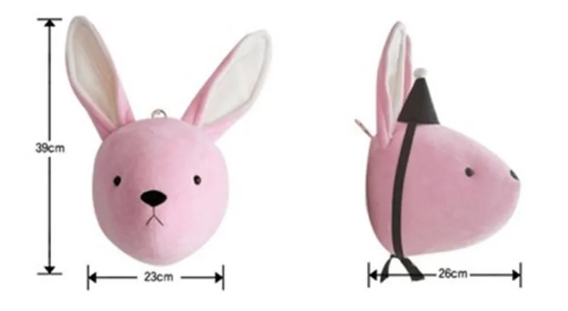 rabbit No hat Детская комната украшения-Слон Банни голова украшения стены куклы розовый кролик серый слон стены Висячие милые - Цвет: rabbit No hat