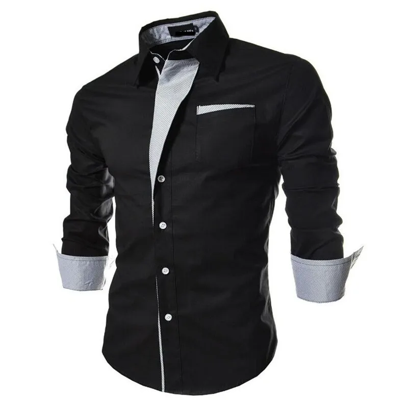 Мужская рубашка с длинным рукавом Camisa Masculina черная приталенная в Корейском стиле