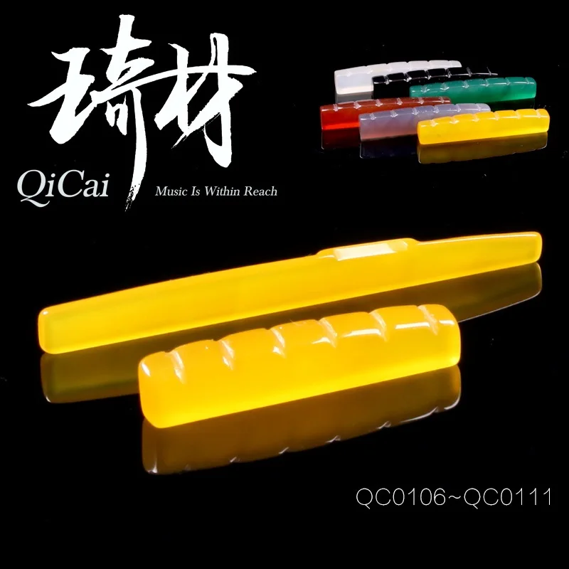 

QiCai Jade Stone Guitar Bridge Saddle and Nut Set, 6 Colors Available