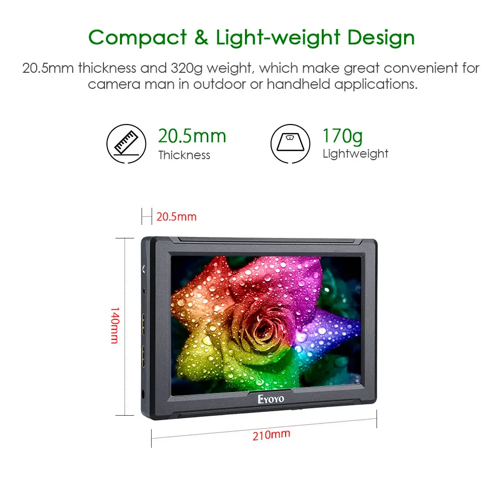 E7S 7 &quotдюймовый SDI 4K HDMI DSLR камера полевой монитор ультра яркий Full HD 1920x1200 lcd ips FW279S